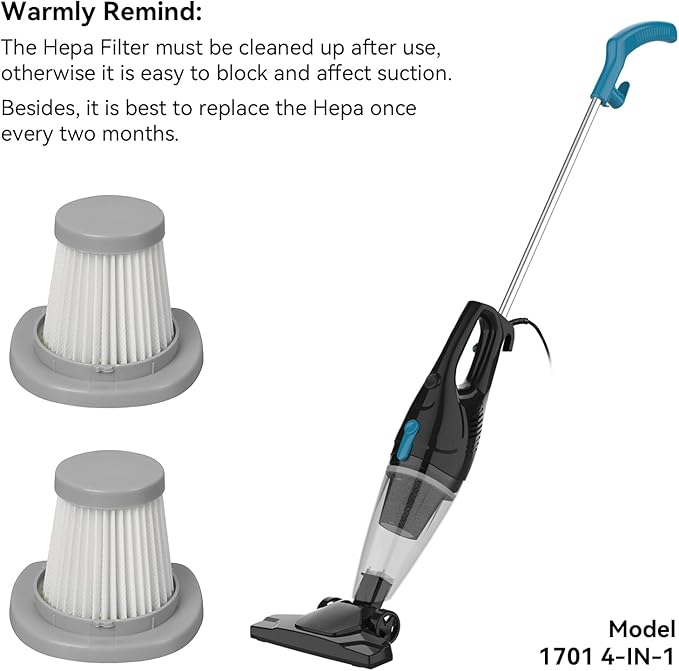 TC-JUNESUN 2PCS Hepa Replacement Vacuum Filter ONLY for 1701 Corded Stick Vacuum Cleaner