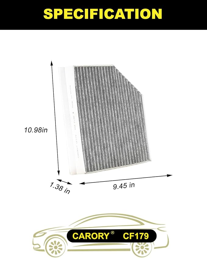 CARORY Cabin Air Filter w/Activated Carbon for Audi Q5 (2009-2017), A4 Quattro (2009-2017), A5 Quattro (2008-2017), A4 (2009-2017), S5 (2008-2018), OE# PAB81943910, 8K0819439B, CF11179, XC36071C