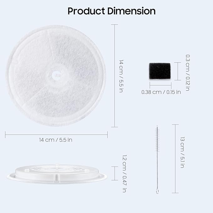 16 PCS Upgraded Filter Unit 3.0 Pet Cat Water Fountain Filters Fit For Solo 2/Solo SE, 3 Pro/2S/3, Including Replacement Filters and Replaced Foam Pump Filter (16 pcs)