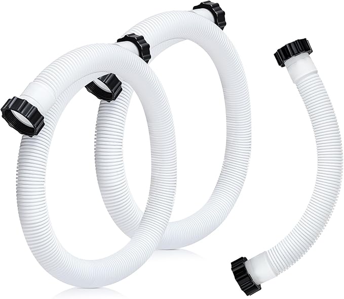Glooglitter Pool Pump Replacement Hose 1.5" Diameter 2 Pcs 59" Long and 1 Pcs 16" Long Accessory Filter Hose for Sand Filter Pumps, Saltwater Systems for Above Ground Pools