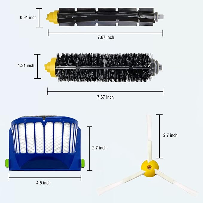 Rjnlsc 9 Pack Replacement Parts Accessories for irobot Roomba 600 500 Series 694 675 676 692 695 677 671 655 645 690 680 660 650 620 614 595 585 564 robot, 4 Filter 4 Side Brush 1Bristle&1Beater Brush