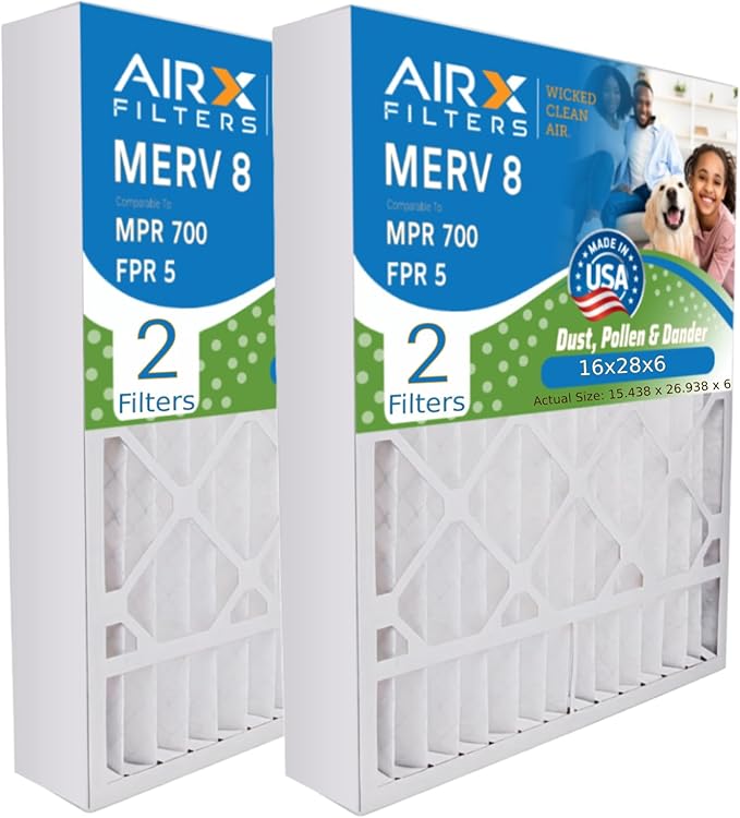 AIRx Filters 16x28x6 Furnace Filter MERV 8, Compatible with Aprilaire 401, Easy Installation, For Allergens, Dust, Pollen, & Dander Control, 2-Pack