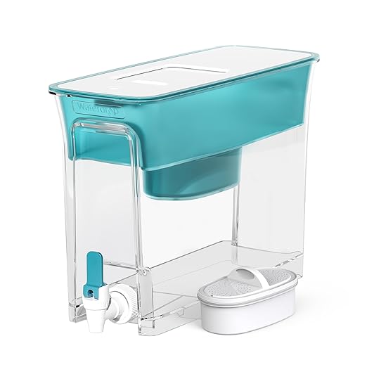 Waterdrop WFD-40B Water Filter Dispenser, 35-Cup Slim Water Filter Pitcher, Large Capacity, 200-Gallon Long-Life, Reduces Chlorine, PFOA/PFOS and More, BPA Free, Turquoise