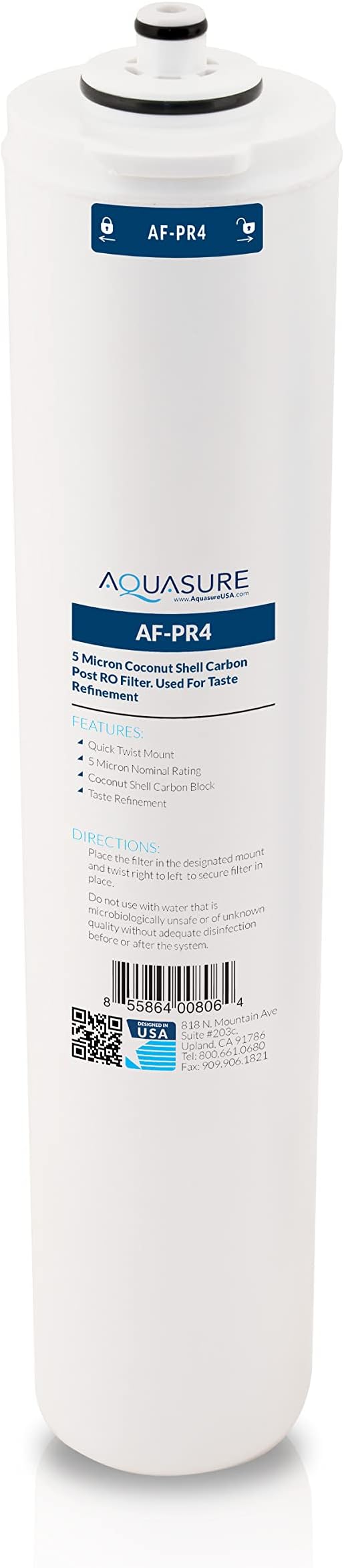 Aquasure Premier Series Complete 4-Stage Quick Twist Filter Replacement Cartridge Bundle Set AF-CP100 | Compatible with AS-PR100 Under Sink Reverse Osmosis RO Filtration System for Well Water