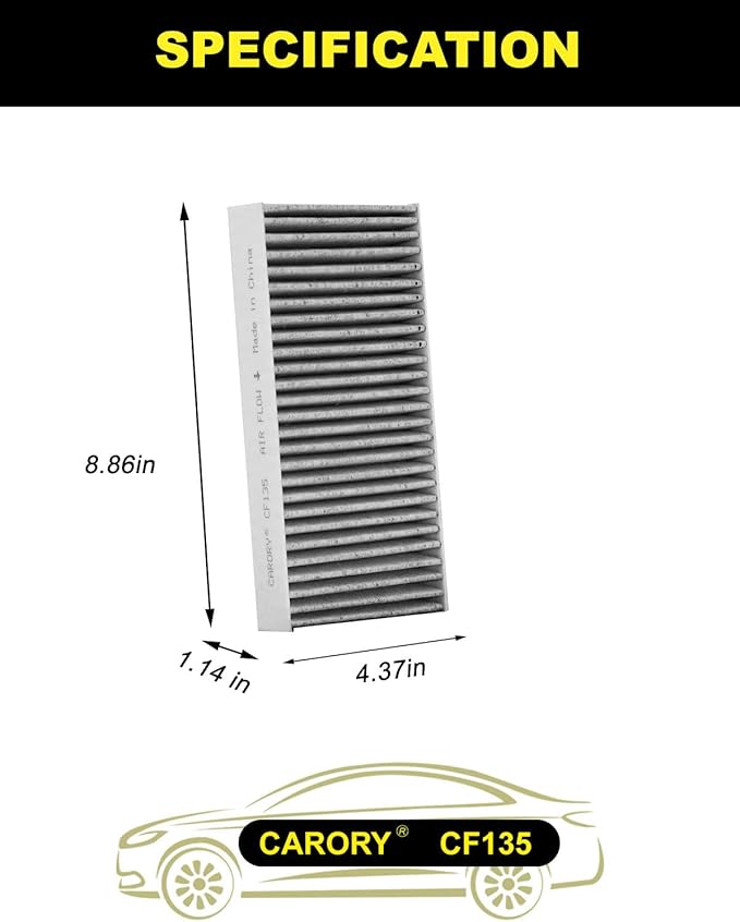 CARORY Cabin Air Filter w/Activated Carbon for Honda Civic (2001-2005), CR-V (2002-2006), Element (2003-2011), Acura RSX (2002-2006), EL, OE# 80292-S5A-003, 80292-S5D-406, CF10135,XC15439