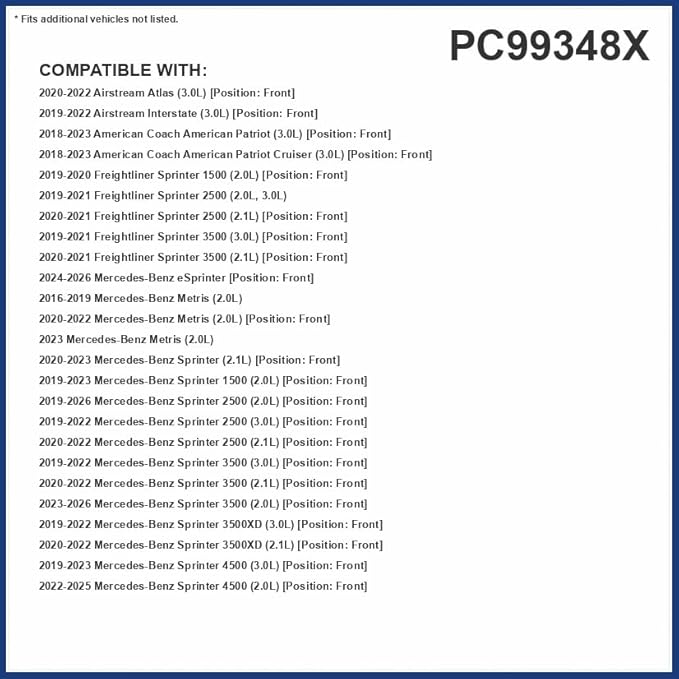 PureFlow Cabin Air Filter PC99348X | Fits 2019-2025 Mercedes-Benz Sprinter 2500, 2024-2025 eSprinter, 2016-2023 Metris, 2019-2022 Sprinter 3500, 2020-2023 Sprinter, Front