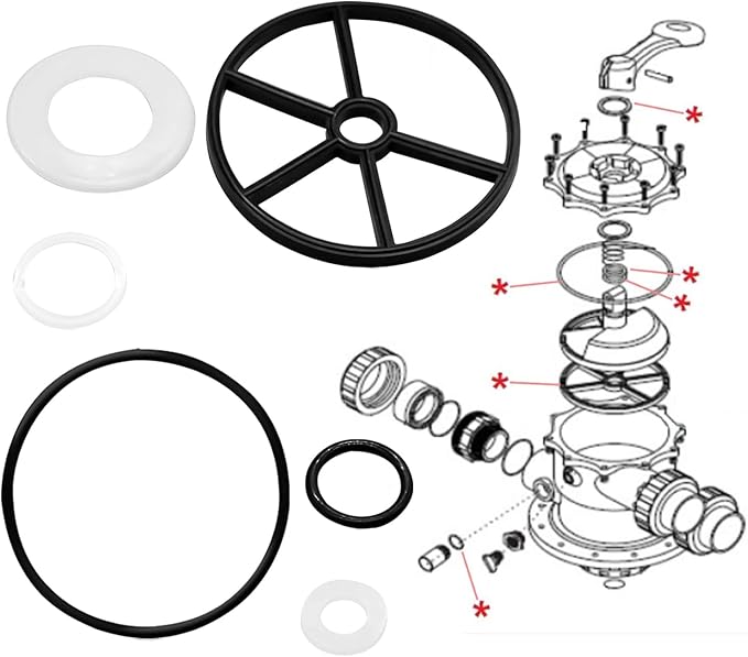 Replacement Vario-Flo Pool Filter Valve Parts Spider Gasket Kit for Hayward 1 1/2" SP0710 SP0710X SP0711 SP0712