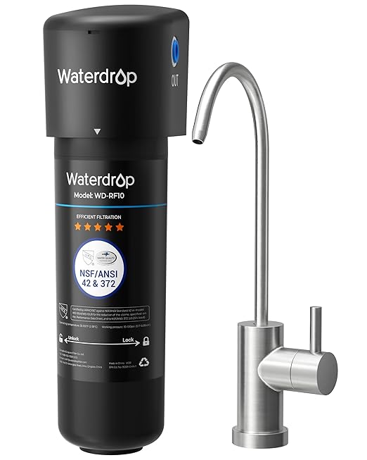 Waterdrop 10UB Under Sink Water Filter System, Reduces PFAS, PFOA/PFOS, Lead, Chlorine, Bad Taste & Odor, NSF/ANSI 42 Certified, Under Sink Water Filter with Faucet, 1 Year