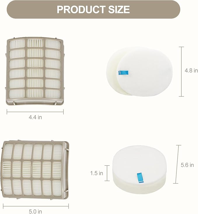 Replacement for Shark Navigator dlx Filter NV60 NV70 NV80 Replacement Filters, NV71 UV420 NV90 NV95 NV130 NV141 and NVC80C, Compare to Part # XFF80 & XHF80, 2 Hepa + 4 Foam + 4 Felt Filters