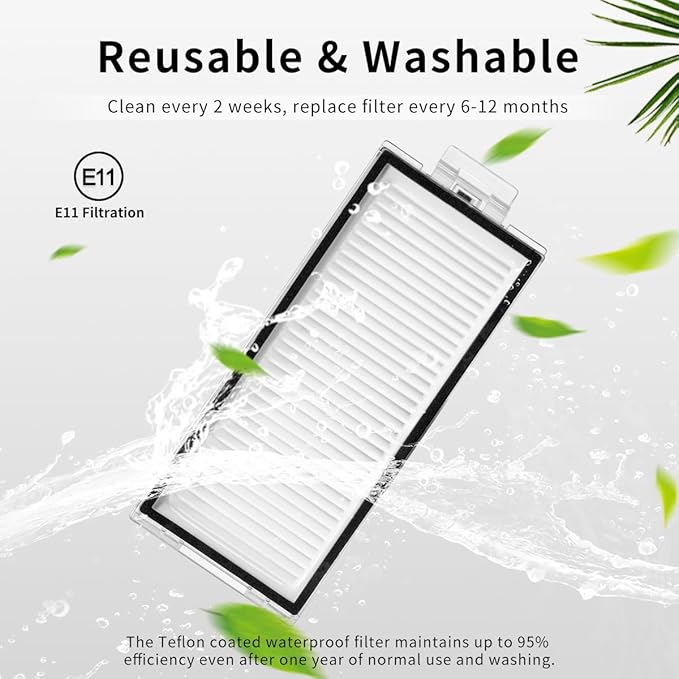 4Pack Washable Filter Replacement Parts Compatible with Roborock Q7 Max, Q7 Max+, Q7, Q7+, Q8 Max, Q8 Max+, Q5 Pro, Q5 Pro+, Q5 Max+, Q5 DuoRoller+ Robot Vacuum Cleaner Accessories