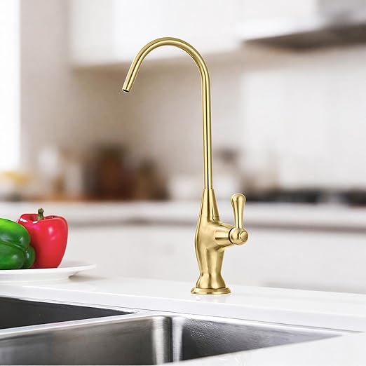 Sink Drinking Water Faucet, Sink Water Filter System, Suitable for Most Reverse Osmosis or Water Filtration Systems, Stainless Steel Reverse Osmosis Faucet for Kitchen Bar, Brushed Gold