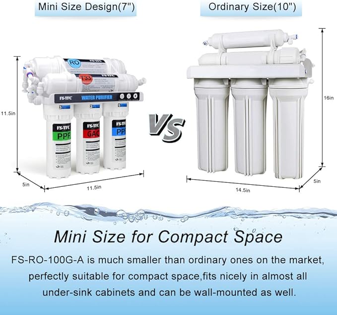 5-Stage Reverse Osmosis Water Filtration System 100GPD Fast Flow Plus Extra 4 Filter for Free (FS-RO-100G-A)