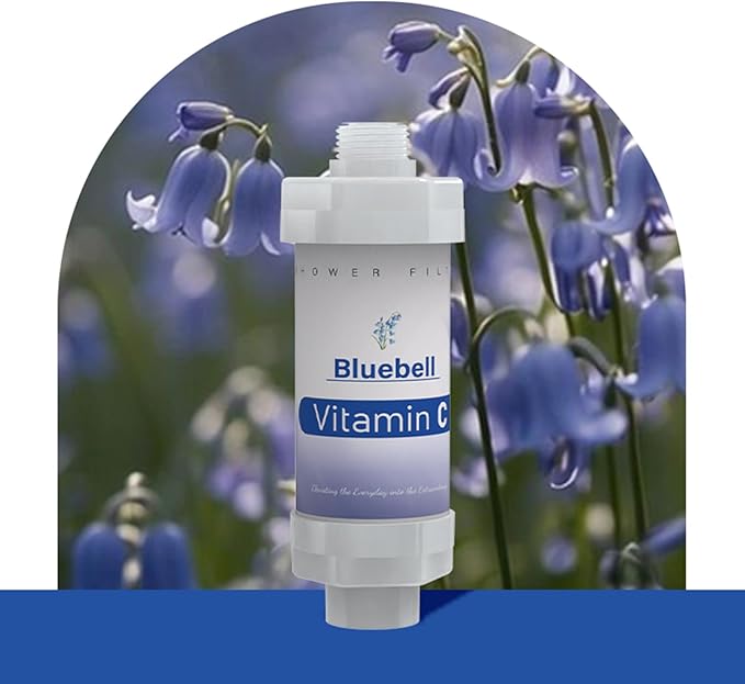 Vitamin C Shower Filter for Hard Water Bathroom Accessories Water Filter Replacement Cartridge Remove Chlorine Fluoride Heavy Metals Improves Skin Condition Protects Hair Bluebell Scent