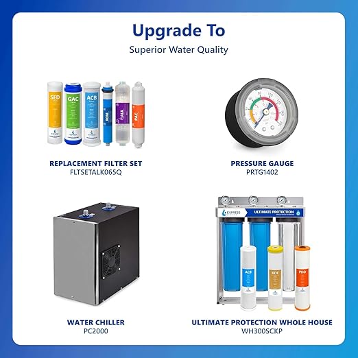 Express Water 10 Stage Reverse Osmosis Alkaline Water Filtration System with Alkaline Filter for Added Essential Minerals – RO Water Filter with Faucet and Tank – Under Sink Water Filter 50 GPD