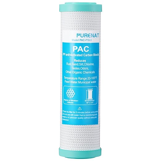 10"x2.5" Polypropylene and Carbon Block Compound Filter,5 Micron Water Filter Cartridge Replacement for Under Sink Water or RV Filter System,Highly Effective Reduces Sediment,Chlorine,Bad Taste&Odor
