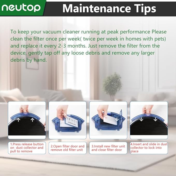 Replacement Washable Pre-Filters Compatible with eufy RoboVac 11S, 11S+, 12, 15C, 15T, 25C, 30, 30C, 35C, R450, R500, Robot Vacuum Parts Accessories, 2-Pack.