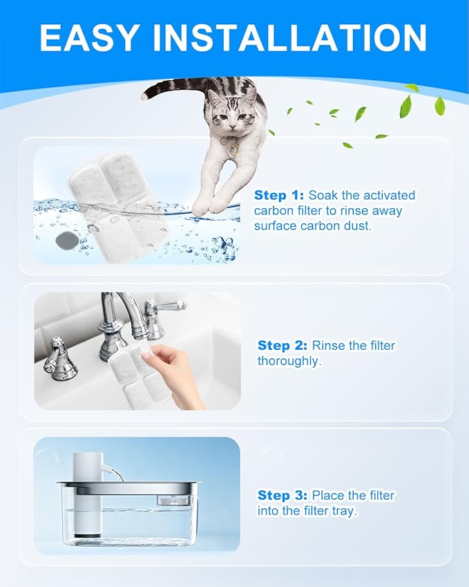 12+12 Pack Filter Replacement Compatible with FEELNEEDY 8L Dog Water Fountain FN-W18, Water Fountain Filters, Dog Water Replacement Filters, Pet Fountain Filters with Pump Sponges for Pet