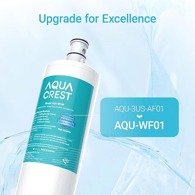 AQUA CREST 3US-AF01 Under Sink Water Filter, Replacement for Standard Filtrete® 3US-AF01, 3US-AS01, Aqua-Pure AP Easy C-CS-FF, WHCF-SRC, WHCF-SUFC, WHCF-SUF, NSF/ANSI 42 Certified, 3 Pack