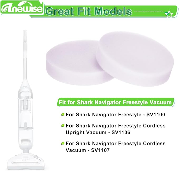 Anewise 4 Pack SV1106 Filter for Shark Navigator Freestyle SV1112, SV1106, SV1107, SV1100, Freestyle Max SV2002, SV2000,SV2002C Cordless Upright Vacuum. Compare to Part # XF1100T, XSKPREMFL