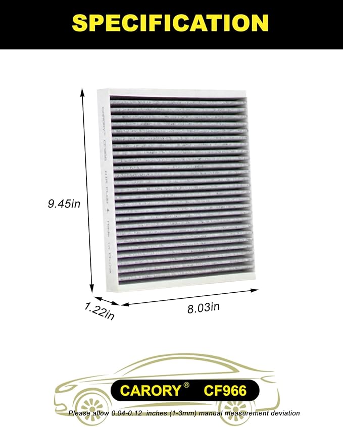 CARORY Cabin Air Filter w/Activated Carbon for Chevy, GMC, Cadillac, Buick Select Models - Silverado, Sierra, Equinox, Acadia, Blazer, Colorado, Malibu, Tahoe, Terrain, Traverse, Trailblazer and More