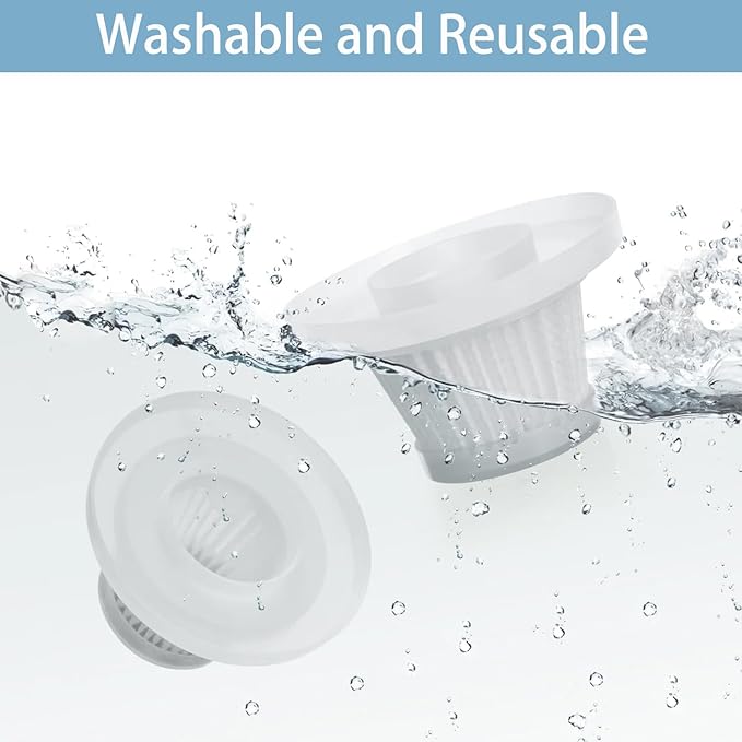 6 Pack Vacuum Filter Replacement Compatible with Vacuum Cleaner as Seen on TV, Vac Replacement Parts for Compact Cordless Vacuum Cleaner, HEPA Replacement Vacuum Filter White