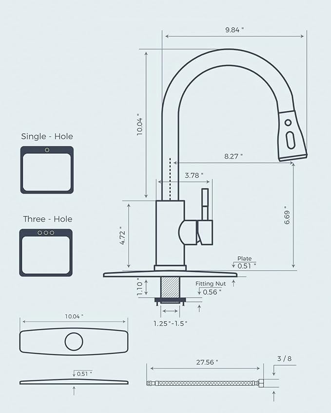 FORIOUS Kitchen Faucets with Pull Down Sprayer, Oil Rubber Brown, High Arc Single Handle Classic Stainless Steel Sink Faucet 1 or 3 Hole, Suitable for Farmhouse Camper Laundry Rv Bar