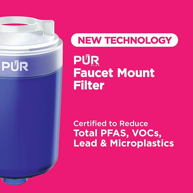 PUR PLUS Faucet Mount Replacement Water Filter 2-Pack, Genuine PUR Filter, 3-in-1 Powerful, Natural Mineral Filtration, Lead Removal, 6-Month Value, Blue (RF99992)