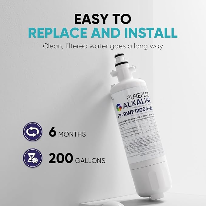 PUREPLUS Alkaline 469690 LT700P Replacement for LG Kenmore Elite 9690, ADQ36006102, ADQ36006101, LFXS30766S, LFX28968ST,LFX31925ST,PL-500,RWF1052, LT120F Refrigerator Water and Air Filter Combo, 3PACK