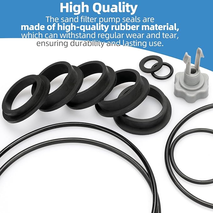 Sand Filter Pump Seal Gasket Parts, Replacement Repair Set Compatible with Intex Sand Filter Pumps, Air Release Valve & O-Rings (Black)
