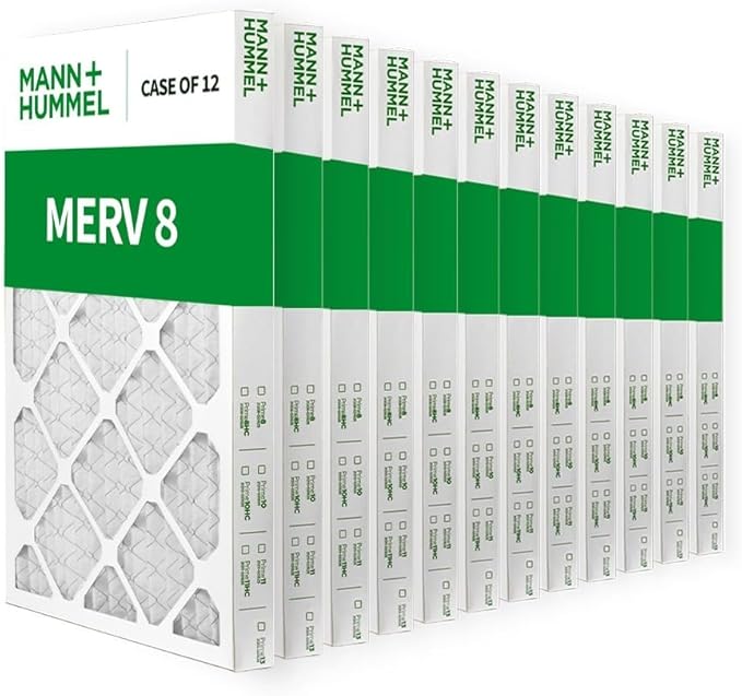 Mann+Hummel 12x24x2 MERV 8 Pleated HVAC AC Furnace Air Filters. Case of 12. (Exact Size: 11.38 x 23.38 x 1.75 Inches)