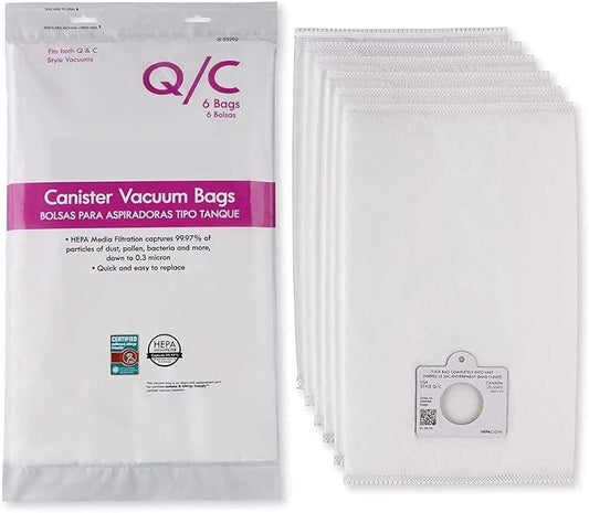 6 Style Q/C 53292 Hepa Filtration Bags. Compatible with Kenmore Elite, Intuition, Progressive, 200 400 600 700 800 Series Canister Vacuum Cleaners. Replaces Part # 5055 50104 50557 50558 53291 (white)