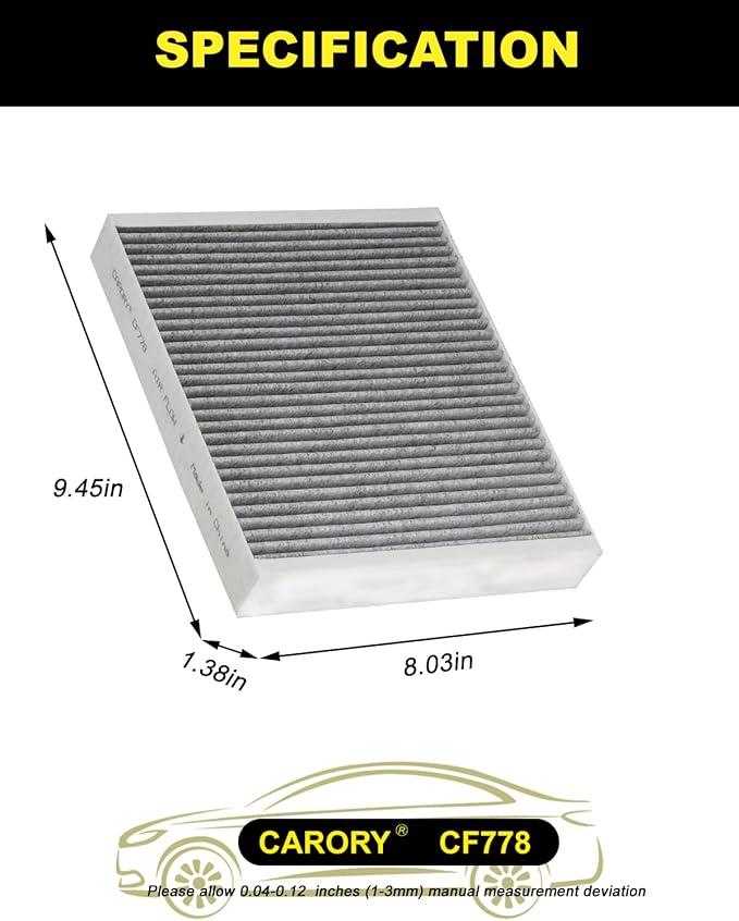 Cabin Air Filter w/Activated Carbon for 2011–2016 Cruze, 2013–2015 Malibu, 2013–2022 Trax, 2013–2022 Encore, 2012–2020 Sonic, 2010–2016 SRX, 2010–2016 LaCrosse, 2013–2022 Spark, and More