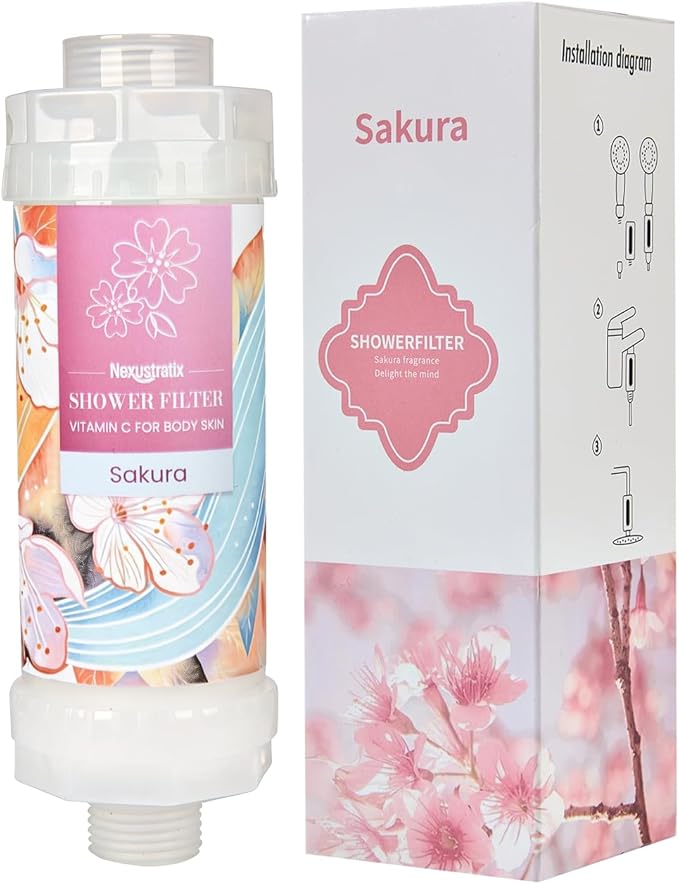 Vitamin-C Handheld Showerhead Filter For Hard Water, Luxurious Scent Skin Care & Hair Enhancement Softener Purifier, Aromatherapy Water Purify, Sakura Odor