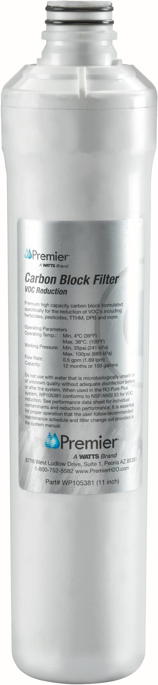 Watts Premier WP105381 VOC Filter RO Pure Plus Reverse Osmosis Water Filter Replacement Kit, 1 Count, Silver