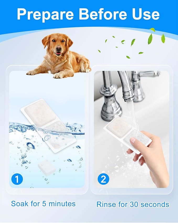 8+8 Pack Dog Water Fountain Filter for Large Dogs, Compatible with 3.4Gal/13L Pet Fountains, Carbon Filters and Sponge for Pet Water Bowl, Stainless Steel Dog Fountain Filters