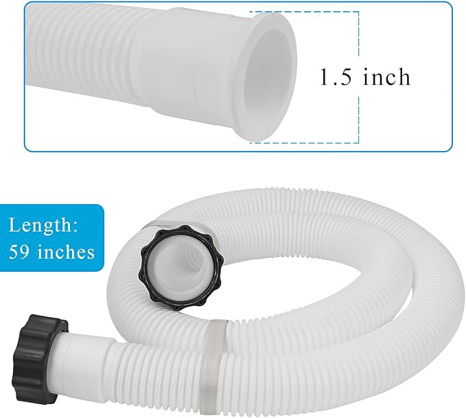 1.5" Pool Pump Hose for Intex Sand Filter Pump & Saltwater System, 59" Long Pool Sand Filter Hose 29060E Replacement for Coleman Above Ground Pool Filter - 2 PCS