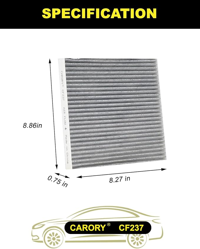 CARORY Cabin Air Filter w/Activated Carbon for Nissan Versa (2012-2019), NV200 (2017-2021), Micra, March, Note, Chevy City Express; OE# 27277-1KK0A, 27278-1KK0A, 27277-9ME0A, CF12237, XC10475, 93952