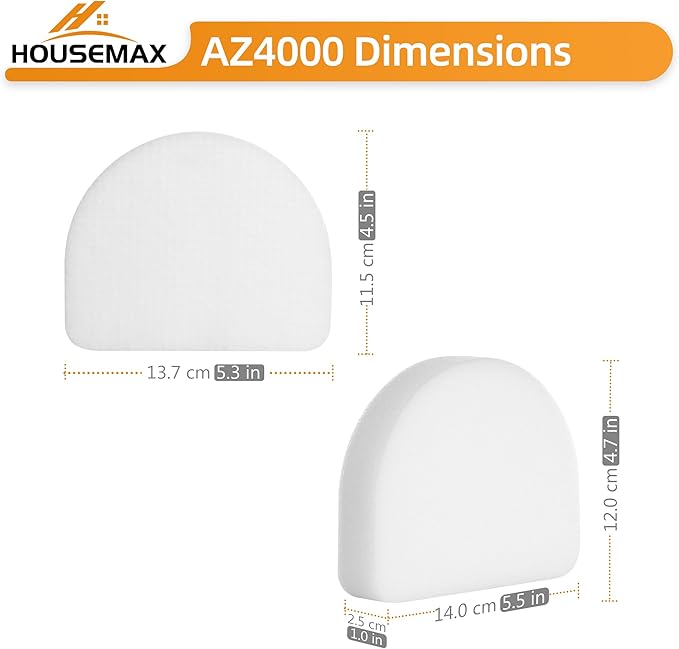 HOUSEMAX AZ4002 Filters for Shark Powerdetect Upright Vacuum Cleaner AZ4000 AZ4002 AZ4000C, 4 Foam & 4 Felt Replacement Filters Compare to Part #XFFKAZ4000