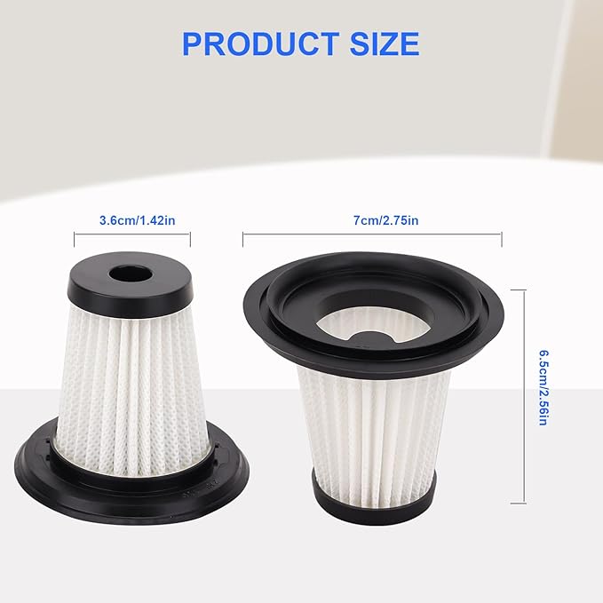 6 Pack Filter Replacement Compatible with MONOZEL VC026, SWMRDN VC007, Dormzie VC029, SIMWAL SV01 Cordless Handheld Vacuum Cleaner, Washable Filters Accessories Part