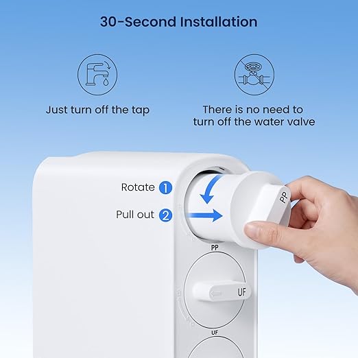 GLACIER FRESH GFU06 0.01μm Ultra Filtration Under Sink Water Filter System, Tankless Ultra Compact Design, with Faucet, No Electricity & Waste Water, Preserve Beneficial Minerals No TDS Reduction