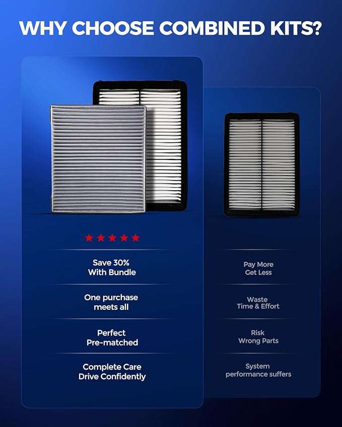 KAX Engine & Cabin Air Filter Kit, Replacement for Kia Telluride 2020-2025, Hyundai Santa Fe 2019-2020, Replace# CA11943 CF10735