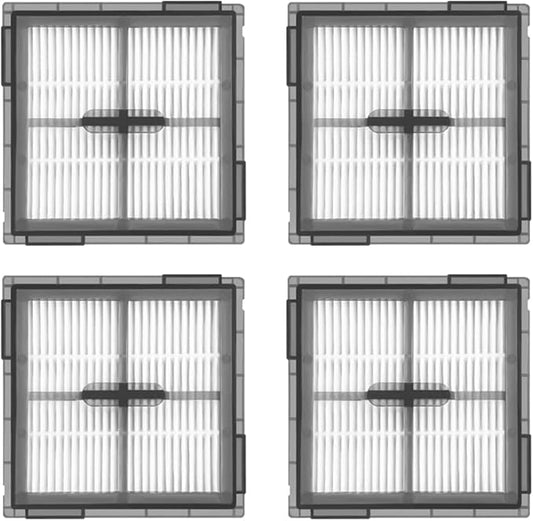 4-Pack Replacement HEPA Filters Compatible with Roborock Q10 S5/Q10 S5+/Q10 X5/Q10 X5+ Robot Vacuum Cleaner | Replacement Washable Filters | Canister Filter Accessories Kit, Upright Filter