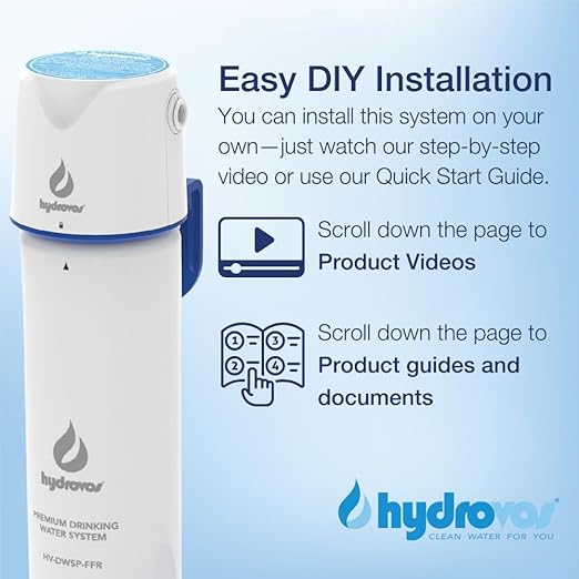 Hydrovos DWSS Under Sink Water Filter System, NSF 42 & 53 Certified Removes Microplastics, Reduces Cysts, Chlorine, Under Counter Water Filtration System for Kitchen, Bathroom, RV