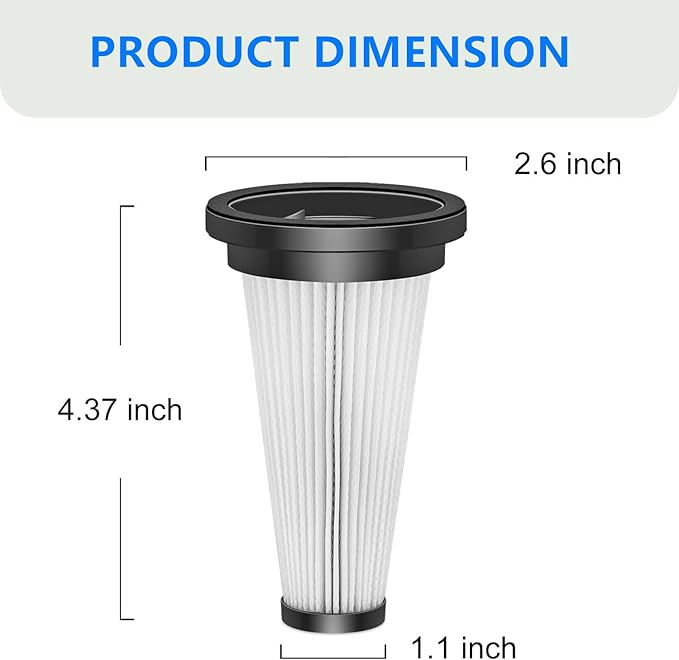 AWO 4 PACK Replacement Vacuum Filter Fit for SUXIANGVAC A27R/Vacusion VBS-01/NADALY N16/MBYULO EHBR-A001-V01-US-1/Vicease A27/Trucozie T350/CHEBIO C8/OUYFHK A27D/TITIPOY A27R Cordless Vacuum Cleaner