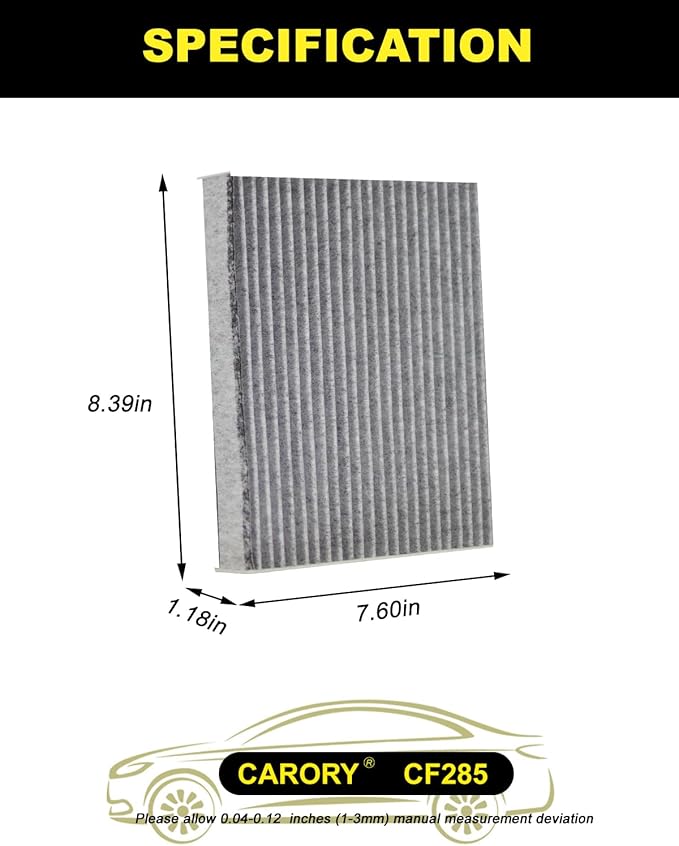 CARORY 2 Pack Cabin Air Filter w/Activated Carbon for Toyota Camry, Corolla, RAV4, Highlander, Lexus RX350, NX300, GX460, Subaru Legacy, Outback, Jaguar F-Pace, Land Rover Discovery, and More