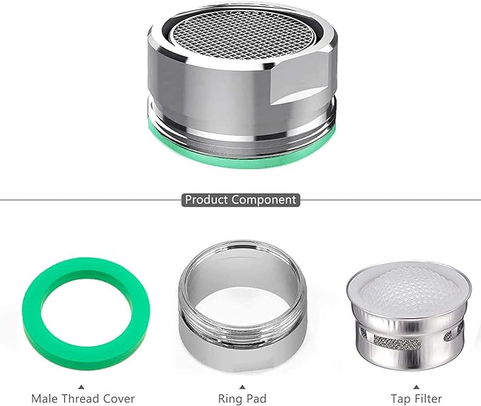 BOETOADG 4PCS Faucet Aerator, 2 Packs of Aerator Filter Replacement Parts, With Brass Housing 15/16 Inch 24mm External Thread Aerator Faucet Filter, With Gasket, For Kitchen and Bathroom