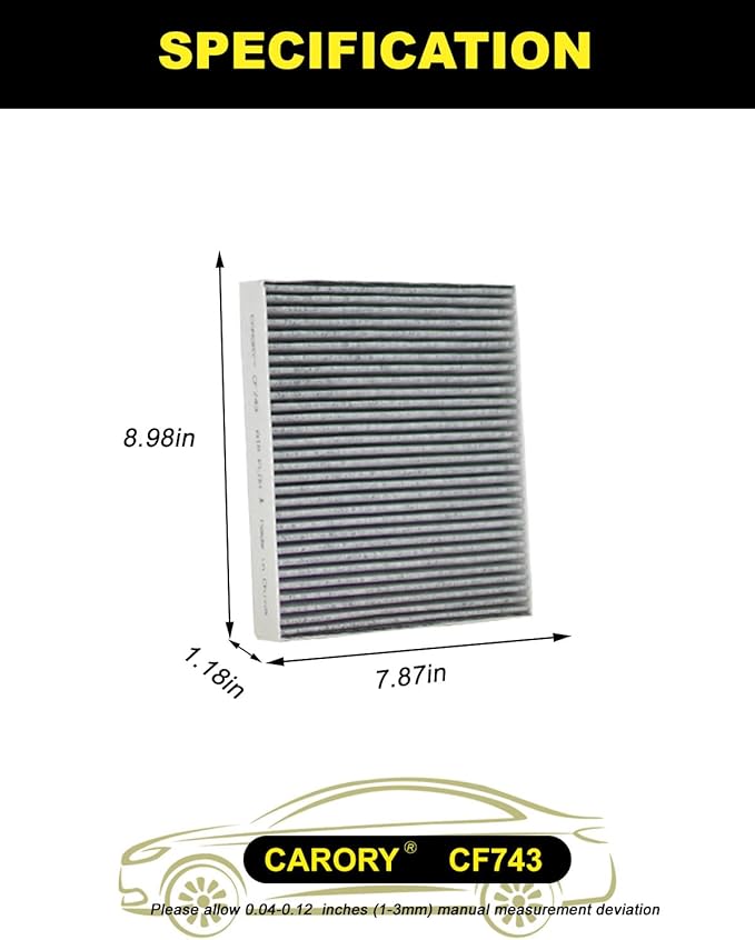 Cabin Air Filter w/Activated Carbon for Nissan Frontier 2022-2025, Titan 2017-2024, Armada 2017-2024, Infiniti Q50 2014-2024, Chrysler Town & Country 2008-2016, Dodge Grand Caravan 2008-2020 & More