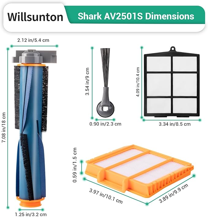 7 Pack AV2501S Accessories Kit Replacement for Shark AI AV2501S AV2501AE RV2502AE RV2520AOUS AV2510AOUS AV2511AE RV2610WA AV2610WA AI Ultra 2- in-1 Robot Vacuum Cleaner Filters