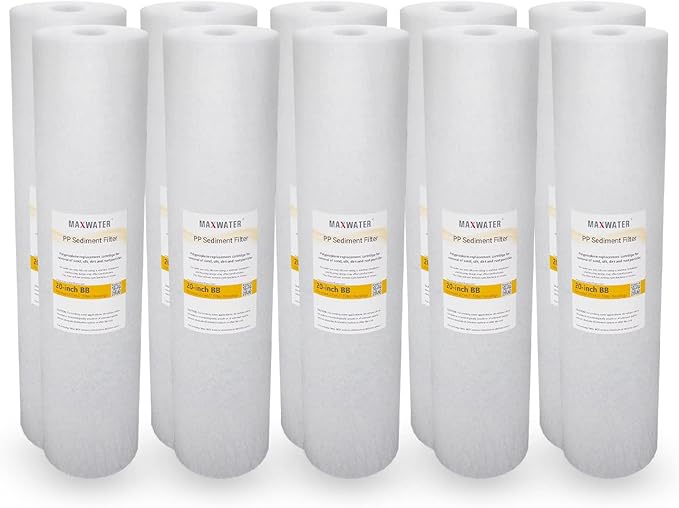 Max Water 5 Micron 20 x 4.5 Sediment Filter 20 inch Whole House BB Water Filtration System Replacement Compatible Cartridge DGD-5005-20, FP25B, AP810-6, FPMB5-20, P5-20, 155358-43, SDC-45-2005