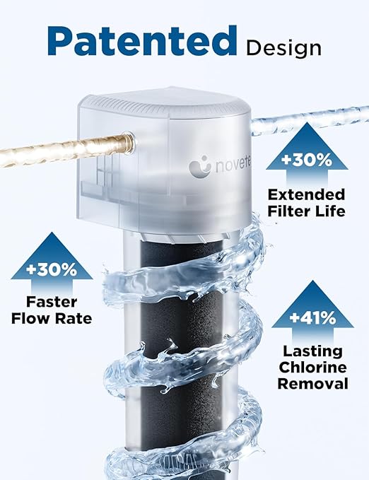 NOVETE Under Sink Water Filter, Upgraded 30K Gallons, NSF/ANSI 42 & 372 Certified, Reduces 99.5% Chlorine, Lead, PFOA/PFOS, Bad Taste, Direct Connect to Kitchen Faucet, USA Tech, UWF1A-PC-1, Black